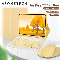 ASOME Sarung Keyboard, Bluetooth 9.7 + Mouse + iPad untuk iPad Air 4 iPad 2017 2018 10.2 10.5 iPad Air 1 2 3 iPad Pro 11 2020