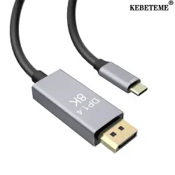 KEBETEME USB C DP 1.4 Kabel Thunderbolt 3 Tipe C untuk DisplayPort 1.4 8K 30Hz 4K 144Hz Tampilan XDR Kabel