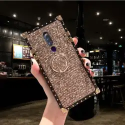 Casing Ponsel Desain Mewah, Casing Ponsel Mewah, Desain Berlian Persegi dengan Ring Kickstand Bingkai Baja, Pelindung Belakang Anti Jatuh, Casing Ponsel Glitter Mewah, untuk OPPO F11 Pro / OPPO F11