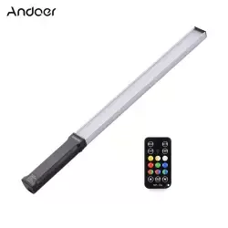Andoer Portable RGB Handheld LED Video Light Wand 10W 9 Colors CRI95+ 3200K-5600K 0-100% 12-level Dimmable 7 Light Effects Universal 1/4-inch Interface with Remote Control Built-in 2600mAh Battery