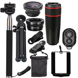 Lensa Ponsel Tele 8X Superdeal, Lensa Jepit Sudut Lebar + Mata Ikan + Lensa Makro + Tongkat Swafoto + Tripod, 10 Buah 2019