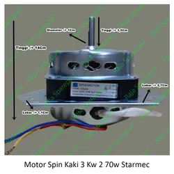 Motor Spin/ Motor Pengering/ Dinamo Pengering/ Dinamo Spin Kaki 3 Kw 2 Alumunium 70w Merk Starmec