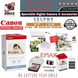 CANON SELPHY KP-108 IN Photo Printer Ink Paper CP1300 CP1200 CP1000 CP910 CP900 CP810 CP800 CP710 Kertas Photo Tinta Canon KP108 KP 108IN KP108IN