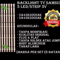 Lampu Backlight TV Samsung 43 inc inchi Type UA 43K5002 5 Led 3 Volt