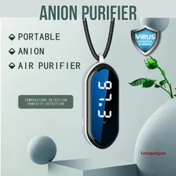 Pembersih Udara Kalung Portabel Penyegar Udara Ionizer Negatif ion Generator  PM2.5 Air Purifier Mini Portabel Uji Suhu dan Kelembaban