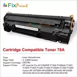 compatible Toner Cartridge HP CE278A 78A, HP LaserJet Pro P1606dn P1536