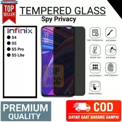 INFINIX S4 S5 PRO LITE TEMPERED GLASS PRIVACY ANTI SPY SCREEN GUARD PREMIUM