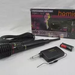 HM - 308 Mic Wireless 2 IN 1 - Mic Single Wireless Karaoke HOMIC TOP
