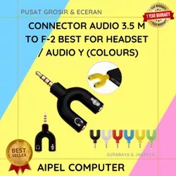 AUDIOY - CONNECTOR AUDIO 3.5 MALE TO FEMALE-2 BEST FOR HEADSET COLOURS