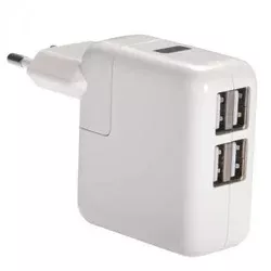 USB Wall Charger Adapter with LED Charging Display 4 Port Batok Kepala Cas Adaptor Isi Ulang Baterai Battery HP Handphone Smartphone Tablet 4 Colokan
