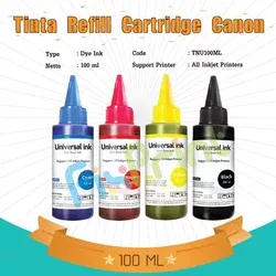 Tinta Refill Botol 100ml Dye Base Isi Ulang Cartridge Canon PG-810 CL-811 Printer Infus iP2770 iP2772 MP237 MP245 MP258 MP268 MP276 MP287 MP486 MP496