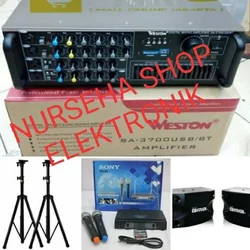 Paket karaoke BMB amplifier Weston bluetooth free mic wireless shure