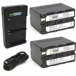 Wasabi Power Battery (2-Pack) and Charger for Sony NP-F950 / 960 / 970 / 975