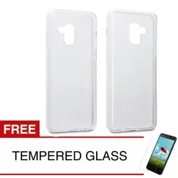 Case for Samsung Galaxy A8 2018 - A530F - Clear - Gratis Tempered Glass - Ultra Thin Soft Case