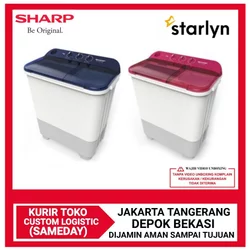 MESIN CUCI SHARP EST 75 NT 7KG 2 TABUNG 75NT 7 KG PUREMAGIC LOW WATT