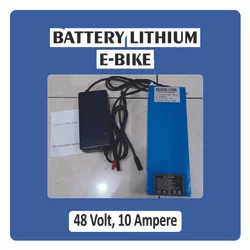 Battery Lithium dan Charger 48 Volt V 10AH 10 AH Ampere Baterai Batere E bike Litium Li on Dinamo Bafang Electric Cas Pack Sepeda Listrik Elektronik