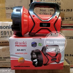 senter cas jumbo 15 watt aoki 6671 recharger super terang