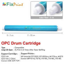 OPC Drum Toner Cartridge HP CP1025 CE314A (126A) Black Color Drum Unit, Printer 1025 CP1025nw CP1215 CP1515 CP1525 CP2025 M175nw M275, CE310A 126A Canon 328 329 729 LBP7510, LBP7518, LBP7510C, LBP7518C, LBP7018C