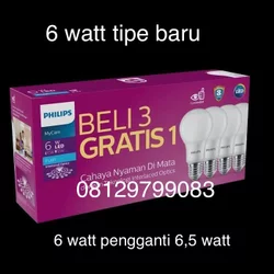 Lampu bulb led philips paket 6.5 watt isi 4 pcs