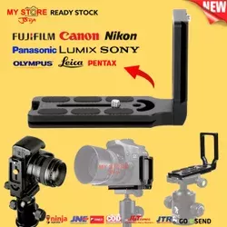 Quick Release L Plate Vertikal Bracket Grip Camera Canon EOS M Nikon DSLR Sony Fujifilm Lumix Ballhead Tripod Monopod Beike Sirui Fotopro QZSD