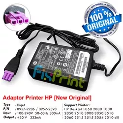 Adaptor Printer HP 30 Volt Power Supply Deskjet 10000 2000 2060 1050 2566 2666 k209 Officejet 4500 F735 D2566 D2666 2050 Original D1050 0957-2286
