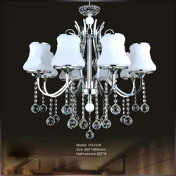 Lampu hias gantung cabang 8 MINIMALIS SILVER CHROME CRYSTAL CHANDELIER interior dekorasi rumah ruang tamu keluarga living room decoration lamp import