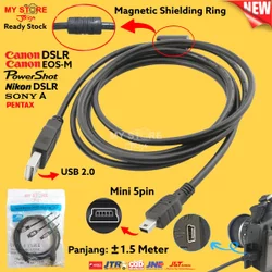 Kabel Data Camera USB 2.0 to Mini B 5 Pin 5pin 1.5M Kamera Canon EOS DSLR 500D 760D 850D 1000D 1300D 1500D 3000D 4000D 100D 200D 6D 6DII 7DII 5D 1D