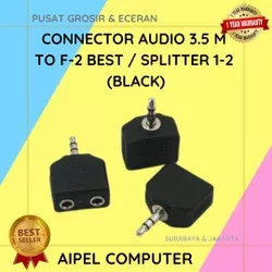CONNECTOR AUDIO 3.5 MALE TO FEMALE-2 BEST AUDIO 3.5 SPLITTER 1-2 BLACK