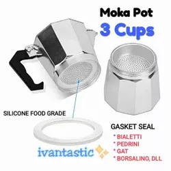 Gasket Seal Silicone Moka Pot 3 Cups fit for Bialetti Pedrini GAT Borsalino MokaPot 3Cup