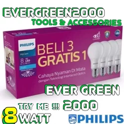 Promosi Paket 4 pcs - 8 Watt Bola Lampu Philips LED 8watt PUTIH - Promo 8 W - Beli 3 Gratis 1 - 8W from PHILIPS - BUKALAPAK - EVERGREEN2000