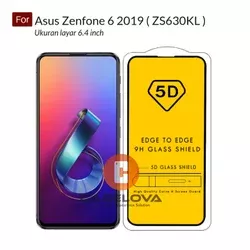 Premium Full Cover Tempered Glass 5D 6D 9D Asus Zenfone 6 2019 ZS630KL Full Lem Anti Efek Pelangi