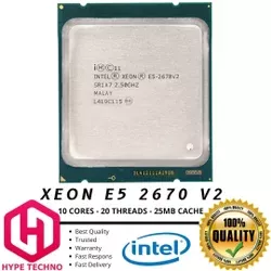 XEON E5 2670 V2 - 10 CORES 20 THREADS. CACHE 25MB. 2.5GHZ UP TO 3.3GHZ SOCKET LGA 2011 / X79. INTEL PROCESSOR BEST QUALITY