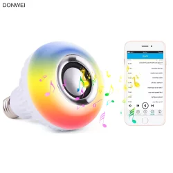 Bola Lampu Smart LED RGB E27 12W Bluetooth Speaker With Remote