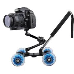 Dolly Slider Kamera DSLR dengan Magic Arm with Monopod - Hitam Biru