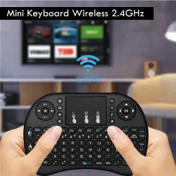 Mini Keyboard Wireless 2.4GHz dengan Touch Pad & Air Mouse Key Board PC USB Kibot Laptop Keybord Komputer Portabel Computer Gaming Geming  Smart TV Box X-BOX Tanpa Kabel Handheld Portable Kibor Kibord Keybord Leptop Kecil Murah Bagus Ringan  - Black