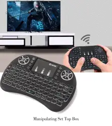 Air Mouse Wireless Keyboard Mini RGB 2.4GHz Touch Pad Touchpad Key Board PC USB Kibot Laptop Kibor Kibord Keybord Komputer Portabel Computer Gaming Smart TV Box X-BOX Tanpa Kabel Handheld Portable Kibor Kecil Murah Bagus Ringan - Black