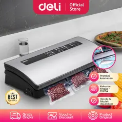 Deli Vacuum Sealer / Alat Press Plastik Portable Food Sealer Mesin Vakum Makanan Basah Kering 110 Watt 65KPA W14890